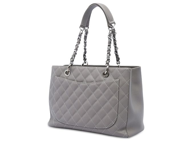 Chanel Gray Caviar Grand Shopping Tote Marrone - vista 2