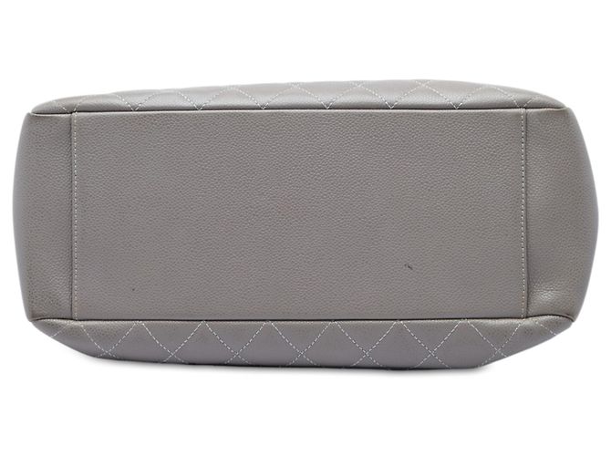 Chanel Gray Caviar Grand Shopping Tote Marrone - vista 3