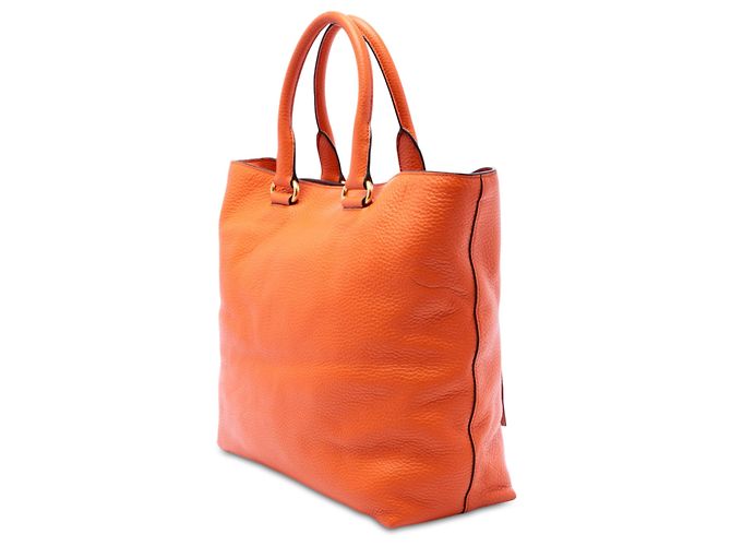 Borsa Tote convertible aperta Prada Orange Vitello Daino con tasca frontale Arancione - vista 2