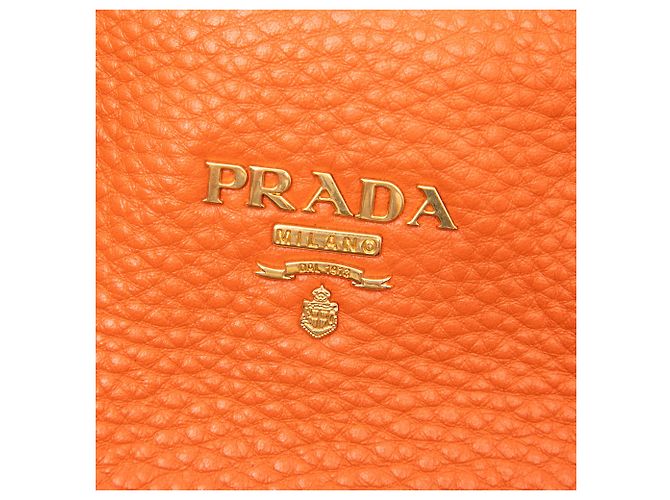 Borsa Tote convertible aperta Prada Orange Vitello Daino con tasca frontale Arancione - vista 5