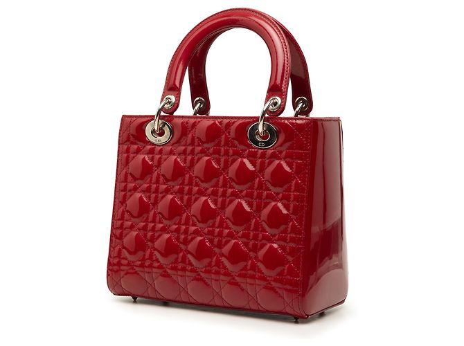 Dior Red Medium Patent Cannage Lady Dior Rosso Bordò - vista 2