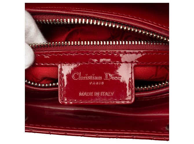 Dior Red Medium Patent Cannage Lady Dior Rosso Bordò - vista 5