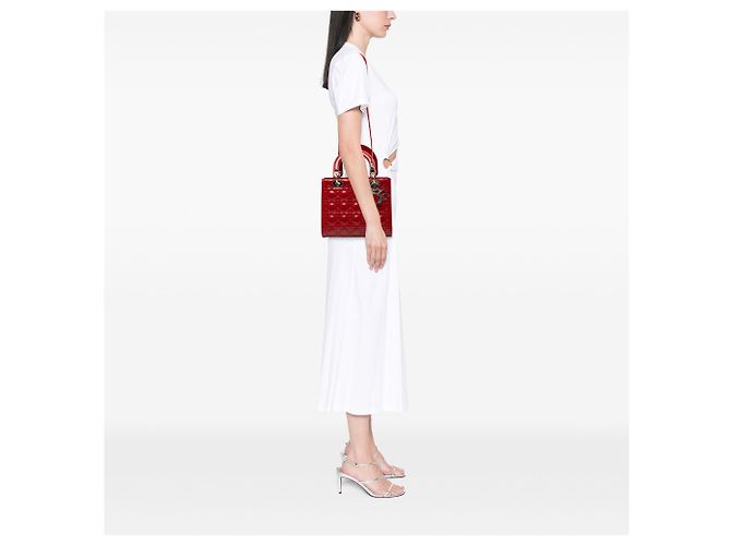 Dior Red Medium Patent Cannage Lady Dior Rosso Bordò - vista 6