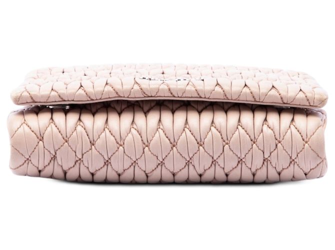 Borsa Satchel Miu Miu in Nappa Matelassé Marrone con Catena di Cristalli - vista 3