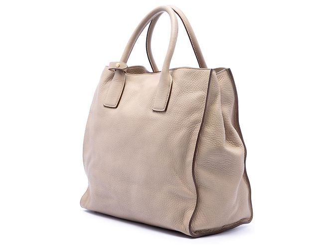Borsa Tote Aperta Convertibile Prada Beige Vitello Daino - vista 2