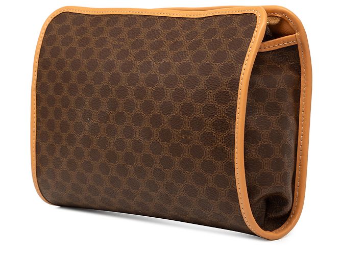 Céline Clutch Celine Brown Macadam Coated Canvas Marrone - vista 2
