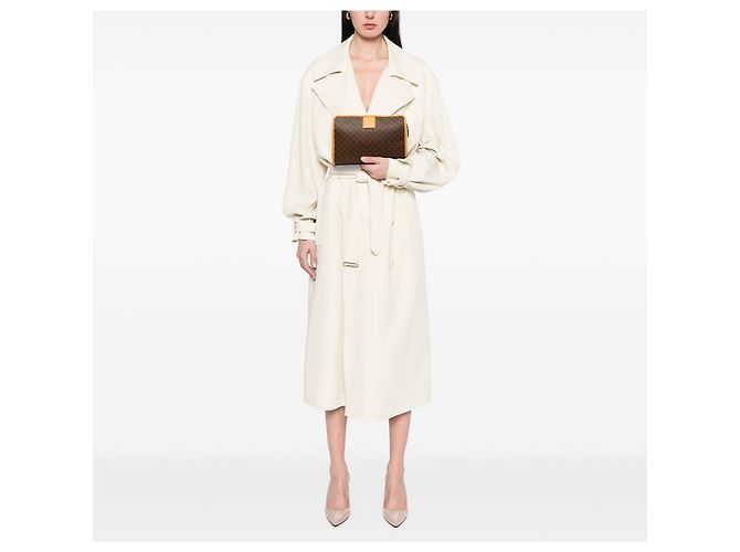 Céline Clutch Celine Brown Macadam Coated Canvas Marrone - vista 6