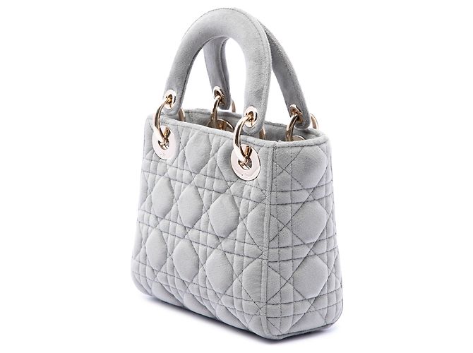 Dior Gray Mini Velvet Cannage Lady Dior Marrone - vista 2