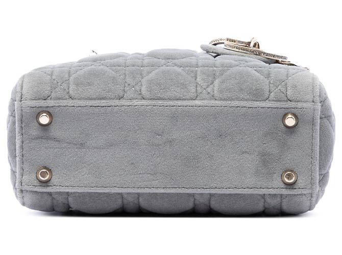 Dior Gray Mini Velvet Cannage Lady Dior Marrone - vista 3