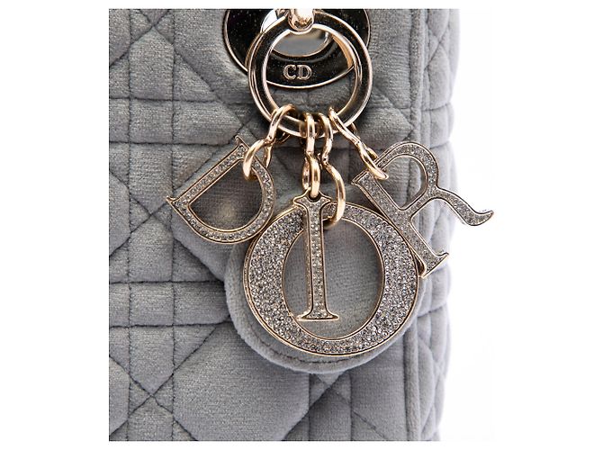 Dior Gray Mini Velvet Cannage Lady Dior Marrone - vista 5