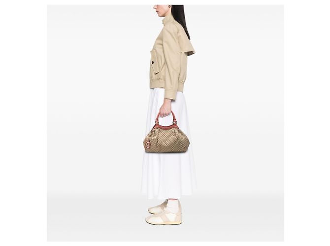 Borsa Tote Gucci Sukey Medium in tela Diamante beige - vista 6