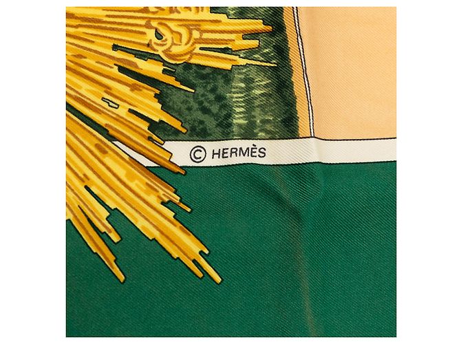 Hermès Green Voltaire Sanssoucy Seidentuch 90 Grün - Ansicht 4