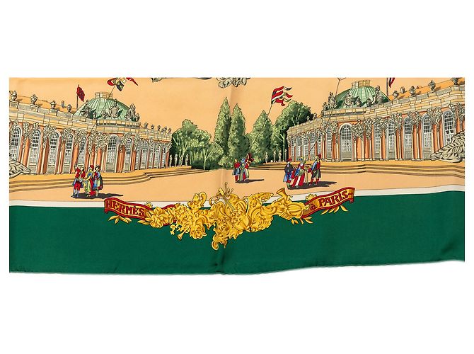 Hermès Green Voltaire Sanssoucy Seidentuch 90 Grün - Ansicht 5