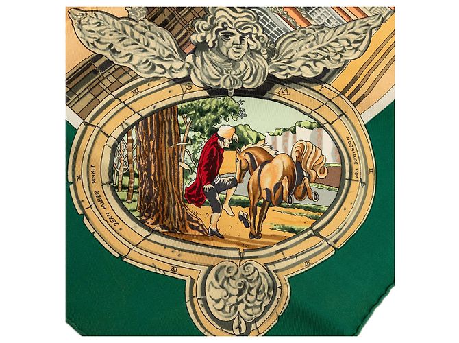 Hermès Green Voltaire Sanssoucy Seidentuch 90 Grün - Ansicht 6