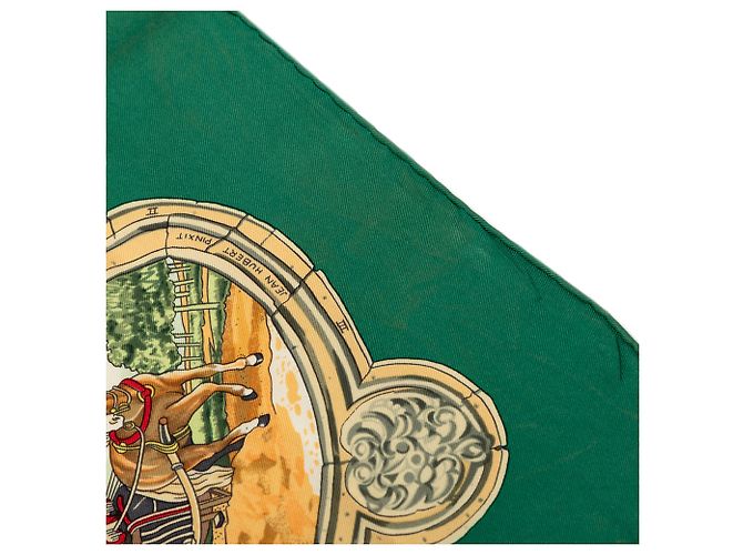 Hermès Green Voltaire Sanssoucy Seidentuch 90 Grün - Ansicht 8