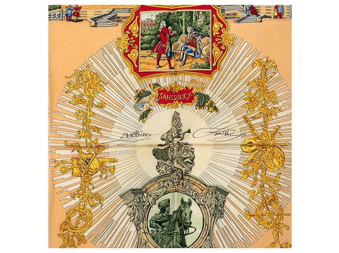 Hermès Green Voltaire Sanssoucy Seidentuch 90 Grün - Ansicht 9