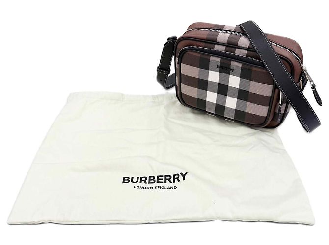 Borsa a tracolla Burberry Brown Giant Check E-Canvas Paddy Marrone Marrone scuro - vista 15