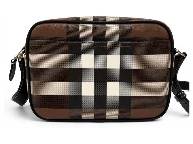 Borsa a tracolla Burberry Brown Giant Check E-Canvas Paddy Marrone Marrone scuro - vista 2