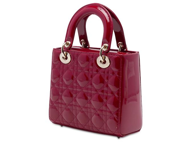 Dior Red Small Patent Cannage Lady Dior Rosso Bordò - vista 2