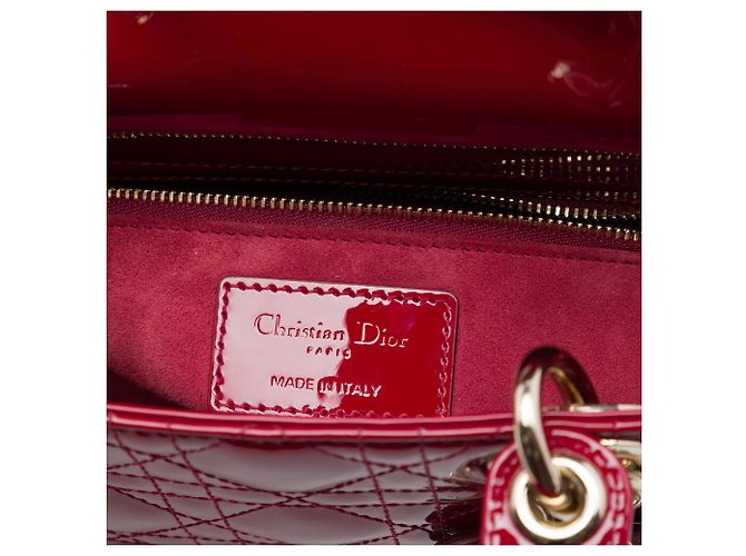 Dior Red Small Patent Cannage Lady Dior Rosso Bordò - vista 5