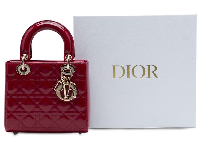 Dior Red Small Patent Cannage Lady Dior Rosso Bordò - vista 7