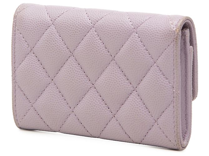 Tarjetero con solapa Chanel Purple CC Quilted Caviar Púrpura - vista 2