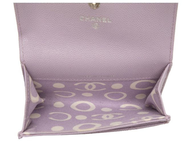 Tarjetero con solapa Chanel Purple CC Quilted Caviar Púrpura - vista 4