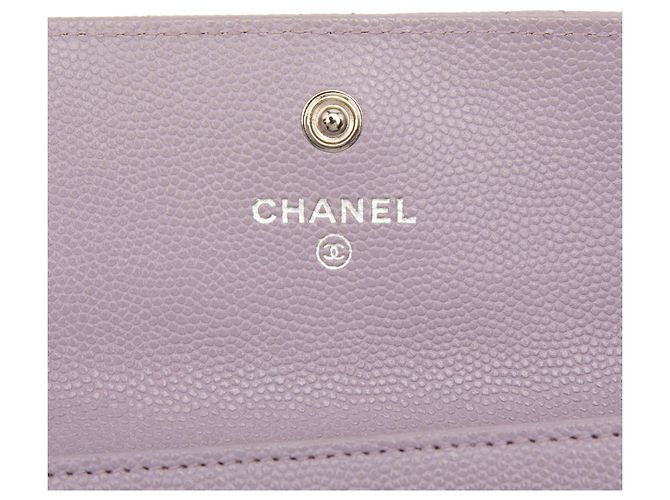 Tarjetero con solapa Chanel Purple CC Quilted Caviar Púrpura - vista 5