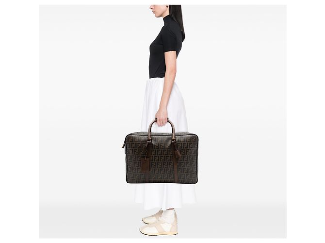 Valigia Fendi Brown Zucca Coated Canvas Marrone - vista 6