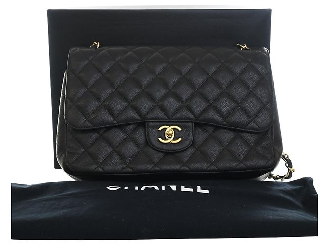 Chanel Black Jumbo Classic Caviar Double Flap Noir - vue 15