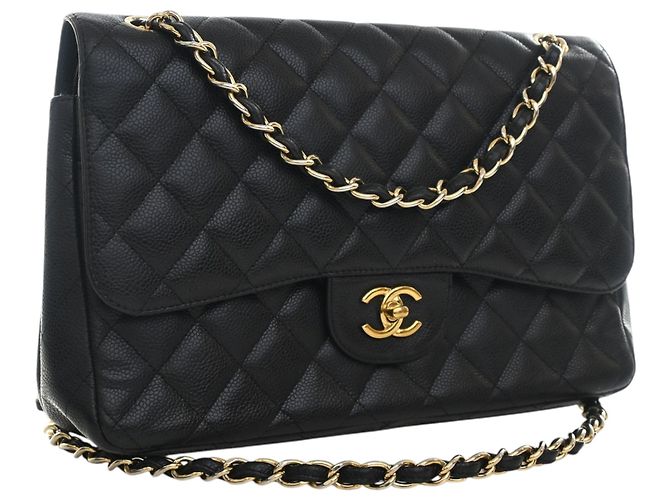 Chanel Black Jumbo Classic Caviar Double Flap Noir - vue 2