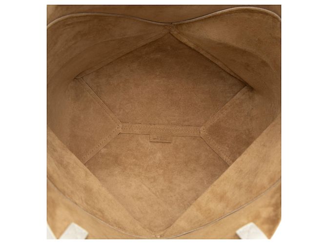 LOEWE Puzzle Fold Tote Medium aus glänzendem Kalbsleder bicolor Beige - Ansicht 4