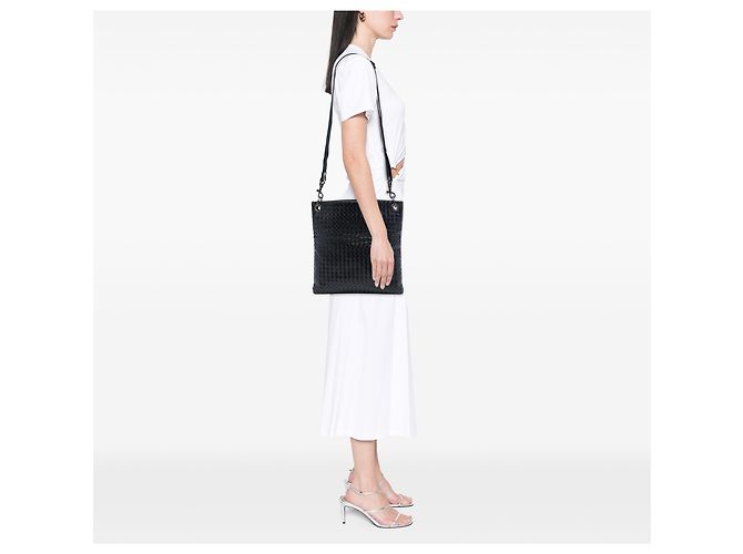 Bottega Veneta Borsa a tracolla Intrecciato in nappa nera Nero - vista 6