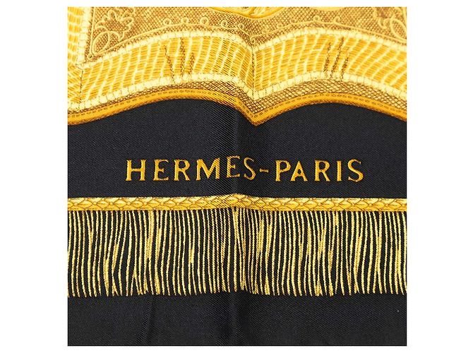 Hermès Black Poste et Cavalerie Seidentuch 90 Schwarz - Ansicht 3