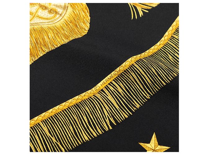 Hermès Black Poste et Cavalerie Seidentuch 90 Schwarz - Ansicht 4