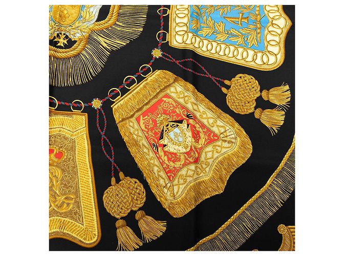 Hermès Black Poste et Cavalerie Seidentuch 90 Schwarz - Ansicht 5
