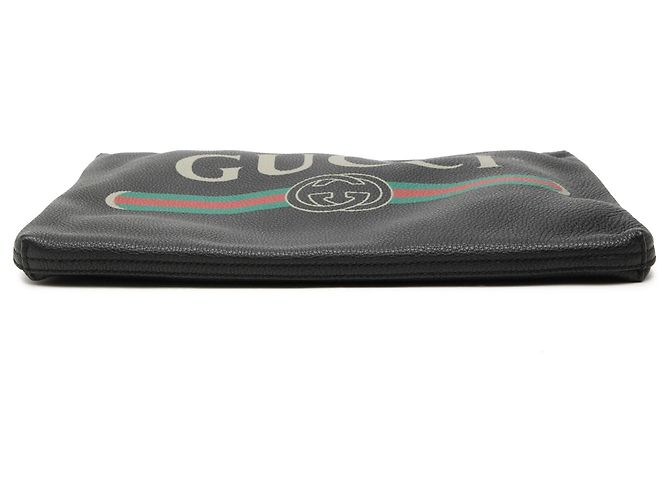 Clutch Portfolio Gucci in pelle di vitello nera Medium con logo Nero - vista 3
