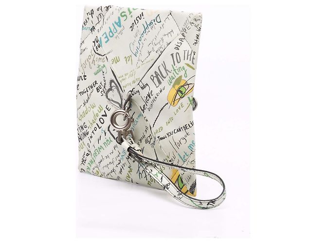 Maison Martin Margiela Pouch Maison Margiela in pelle bianca con graffiti e zip frontale Bianco - vista 2