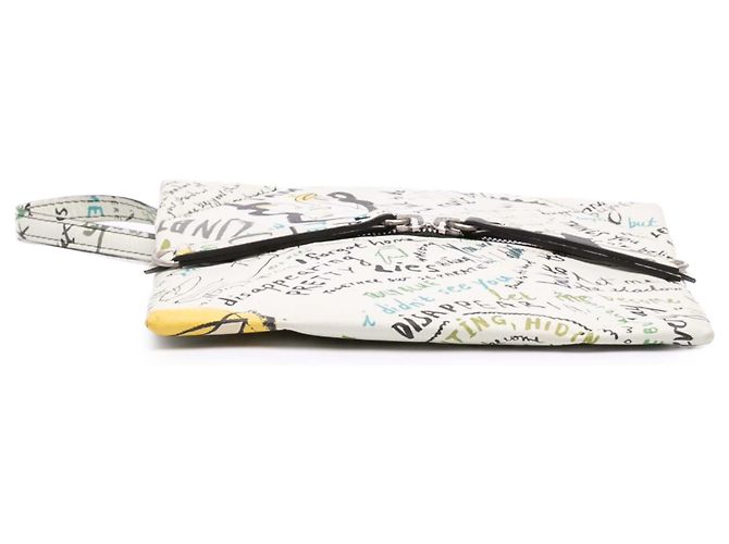 Maison Martin Margiela Pouch Maison Margiela in pelle bianca con graffiti e zip frontale Bianco - vista 3