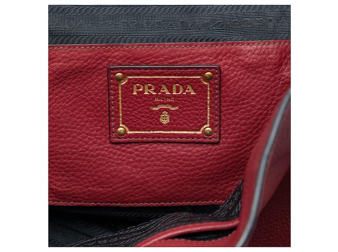 Tote aperta convertibile Prada Red Vitello Daino Rosso Bordò - vista 5
