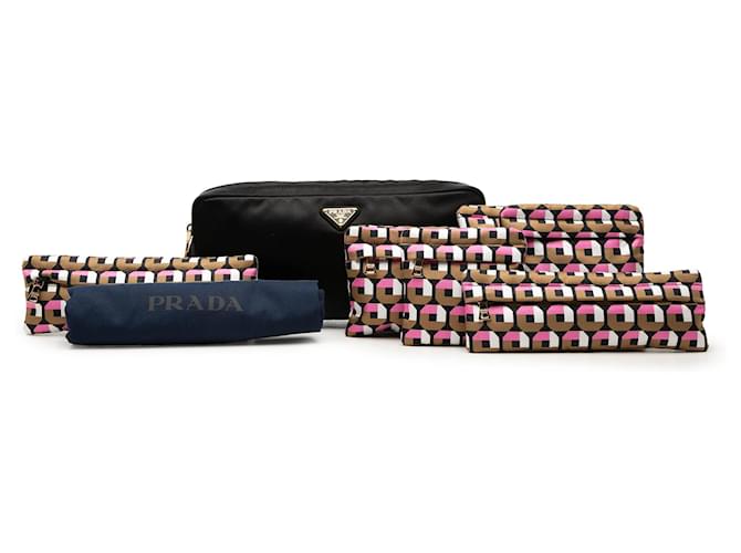 Pouch multi-zip in raso nero Prada - vista 7