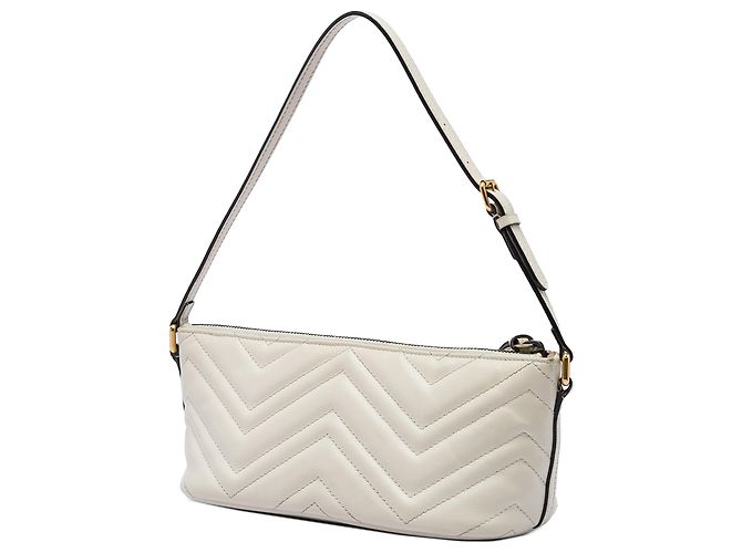 Borsa a tracolla Gucci White GG Marmont Matelassé in pelle di vitello Bianco Bianco sporco - vista 2