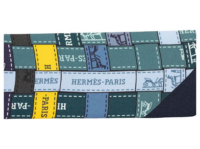 Twilly in seta Hermès Blue Bolduc Au Carre - vista 2