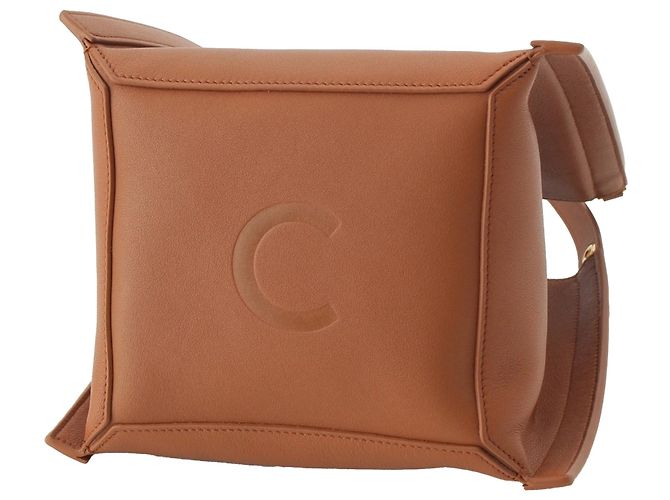 Céline Celine Borsa Cube Small in pelle di vitello morbida marrone - vista 3