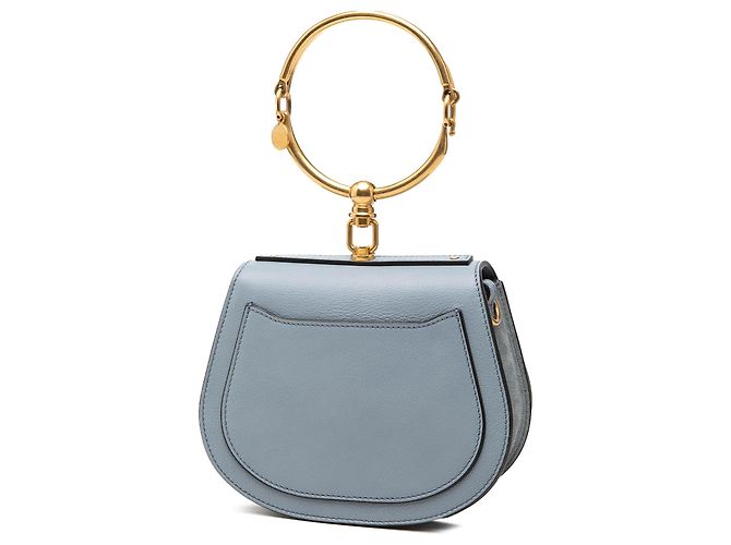 Borsa Nile Chloé Piccola in Pelle Blu con Cinturino da Polso Blu chiaro - vista 2