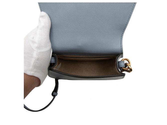 Borsa Nile Chloé Piccola in Pelle Blu con Cinturino da Polso Blu chiaro - vista 4