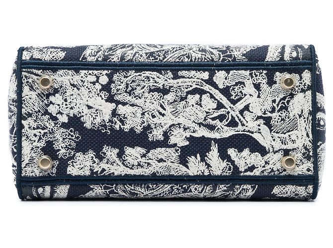 Dior Blue Medium Embroidered Canvas Toile de Jouy Lady D Lite - vista 3