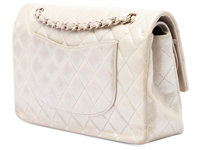 Chanel Gold Medium Classic Iridescent Calfskin Double Flap D'oro - vista 2