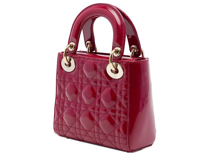 Dior Red Mini Patent Cannage Lady Dior Rosso Bordò - vista 2