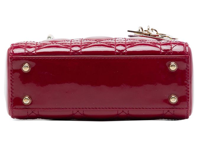 Dior Red Mini Patent Cannage Lady Dior Rosso Bordò - vista 3